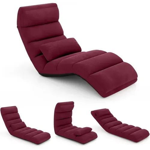 Fauteuil Relax Salon En Faux Daim Pliable, Réglable Sur 5 Positions (rouge Bordeaux)