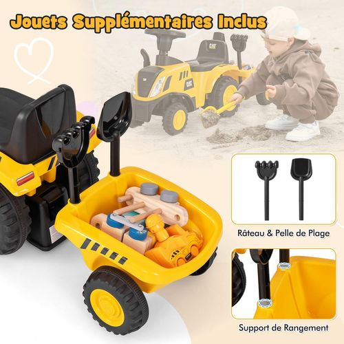 Porteur tracteur enfants - HOMCOM - coffre amovible, râteau et pelle - lumière LED et klaxon - PP, métal - 91 x 29 x 44 cm - bleu - Jeux - Jouets Porteur tracteur enfants - HOMCOM - coffre amovible, râteau et pelle - lumière LED et klaxon - PP, métal - 91 x 29 x 44 cm - bleu - Jeux - Jouets