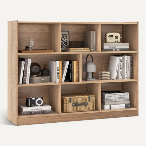 Bibliothèque Enfants à 3 Niveaux Avec 8 Cases, Étagère à Livres Enfant, Charge 60kg, 122 X 32 X 93cm