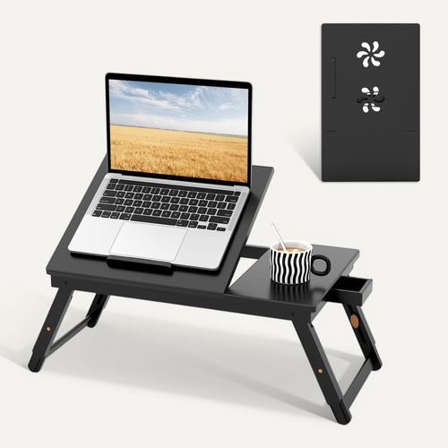 Table De Lit Pliable 53 X 33 Cm, Plateau De Lit En Bambou Avec Pieds Réglables (marron)