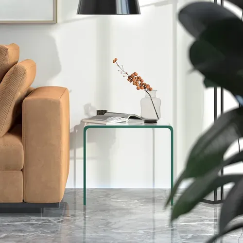 Table Basse En Verre, Table Basse Transparente, Bords Arrondis Lisses, 45 X 45 X 41 Cm