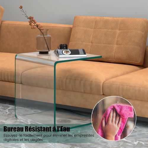 Table Basse En Verre, Table Basse Transparente, Bords Arrondis Lisses, 45 X 45 X 41 Cm
