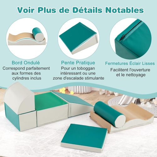 COSTWAY 7PCS Parcours Motricité Bébé en Mousse EPE avec Housse en
