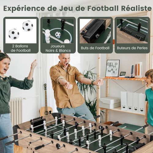 Table de Baby-foot 138 cm COSTWAY-2 à 4 Joueurs-2 Ballons,26 Joueurs,2 Marqueurs de Score-Pieds Réglables-Salles de Jeux, Bars - Jeux - Jouets