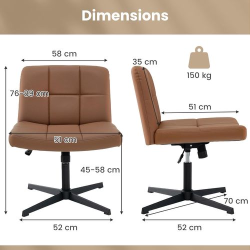 Chaise De Bureau En Cuir Avec Assise Large, Réglable En Hauteur, Charge 150 Kg (marron)