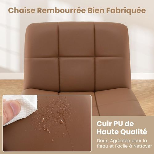 Chaise De Bureau En Cuir Avec Assise Large, Réglable En Hauteur, Charge 150 Kg (marron)