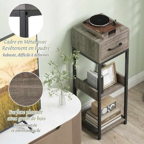 VonDream Support De Plantes Haut à 3 Niveaux Avec Tiroir En Tissu, Supports D'angle Pour Plantes D'intérieur Multiples, Petite Table D'appoint Pour Plantes D'intérieur