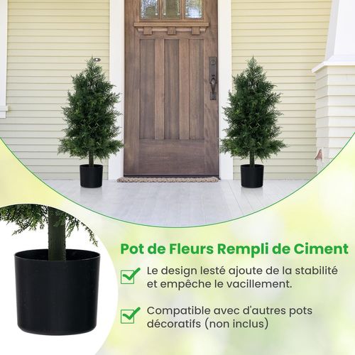 Arbre Artificiel De Pin 80cm Avec Pot En Plastique Et Feuilles Résistantes à La Lumière