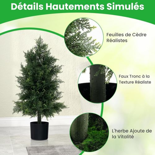Arbre Artificiel De Pin 80cm Avec Pot En Plastique Et Feuilles Résistantes à La Lumière