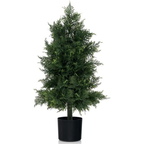 Arbre Artificiel De Pin 80cm Avec Pot En Plastique Et Feuilles Résistantes à La Lumière