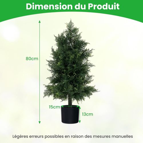 Arbre Artificiel De Pin 80cm Avec Pot En Plastique Et Feuilles Résistantes à La Lumière