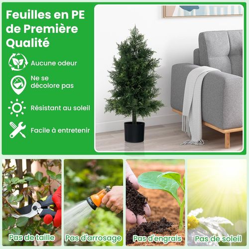 Arbre Artificiel De Pin 80cm Avec Pot En Plastique Et Feuilles Résistantes à La Lumière
