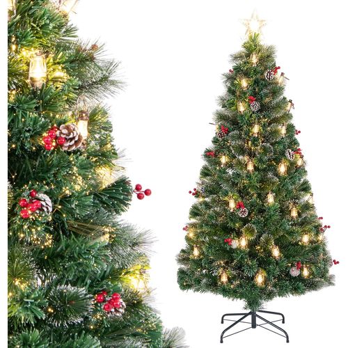 Sapin De Noël Artificiel 180 Cm Avec 8 Modes D'eclairage, 64 Lumières LED Blanc Chaud