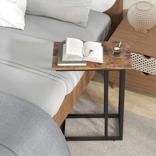 Table d'appoint en Forme de C pour Salon, canapé, Table d'appoint avec Plateau de Protection des Bords, Table Basse avec Cadre en métal Robuste pour Chambre à Coucher, Petits espaces (couleu