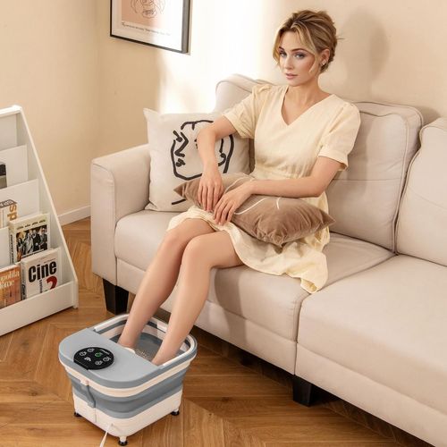 Bain De Pieds Avec Chaleur Douche Et Minuteur, Masseur De Pieds Pliable Température De 35-48°c