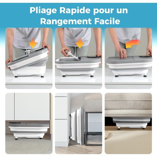 Bain De Pieds Avec Chaleur Douche Et Minuteur, Masseur De Pieds Pliable Température De 35-48°c