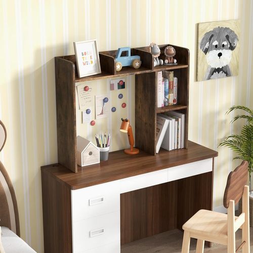 Bibliothèque, Étagere à Poser Sur Meuble Avec 5 Compartiments Pour Écran 27", 25 X 94 X 74 Cm Marron
