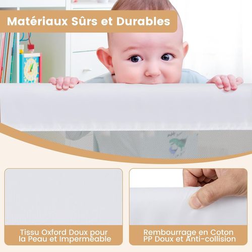 Barrière De Lit Pliable Pour Bébé/enfant Avec Mousse Souple (blanc, 150 X 42 Cm)