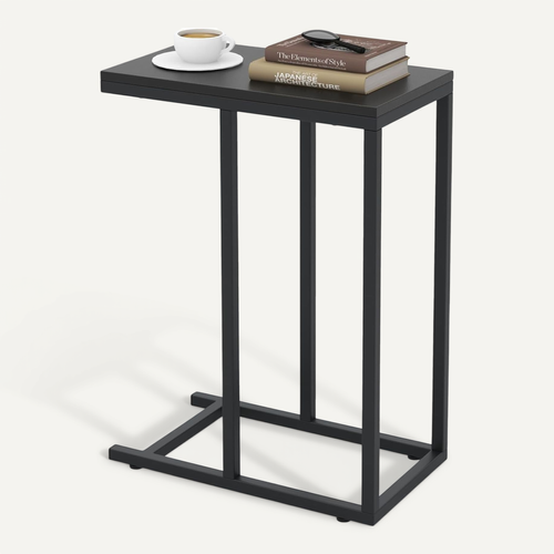 Table D'appoint, Bout De Canape En Forme C, Gueridon Pour Canapé,45,5 X 25,5 X 64 Cm (noir)