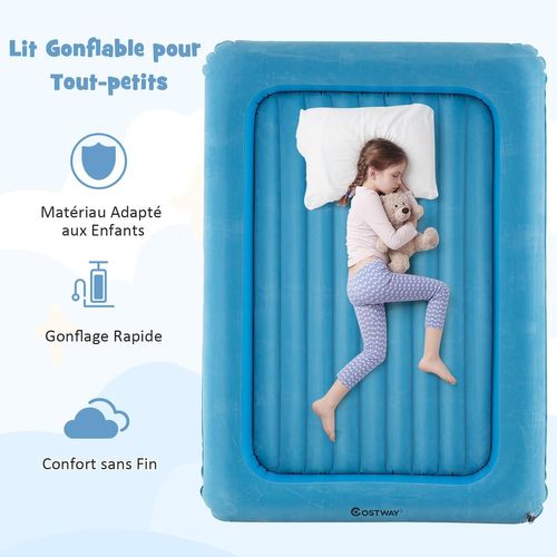Lit Gonflable Enfant EnerPlex – Modèle Voyage Rose Avec Pompe Haute Vitesse, Portable