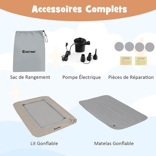Lit De Voyage Gonflable Enfant Avec Matelas Pneumatique Et Amovible, Charge 150kg (gris)
