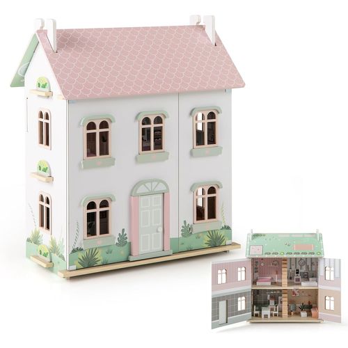 Maison De Poupée En Bois à 3 Étages Avec Toit Amovible Et Double Face, Maison De Rêve