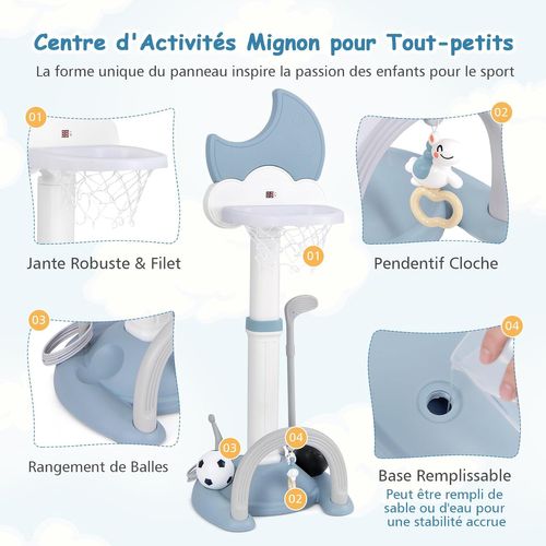 Panier de Basket 4-en-1 pour Enfant COSTWAY avec Hauteur Réglable, Base Panier de Basket 4-en-1 pour Enfant COSTWAY avec Hauteur Réglable, Base