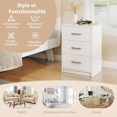 Table D'appoint Ronde Avec Rangement - 44x28x28cm, Blanc, Bois Et Plastique, Pour Salon/chambre