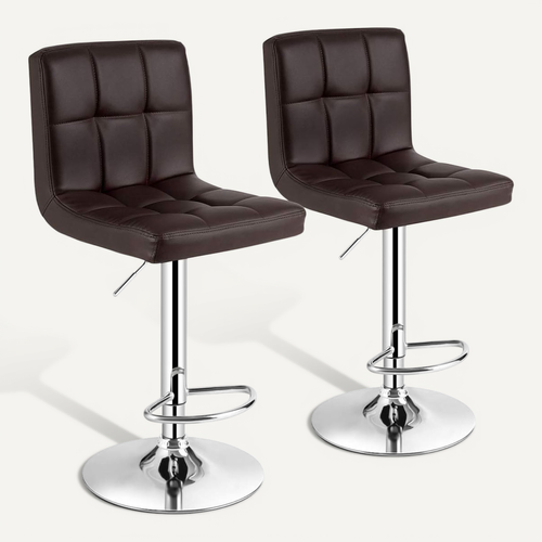 Tabouret De Bar, Chaise Bar Pivotante, Hauteur Réglable 65-85 Cm, Chaise Bar Cuisine En Pu, Marron,2