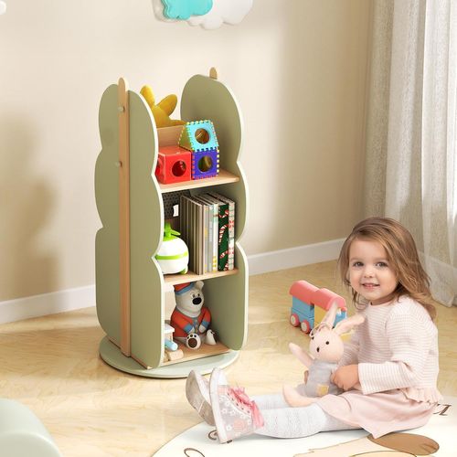 Bibliothèque Enfant Rotative 360° En Forme D'Arbre - 4 Niveaux Avec 7 Compartiments