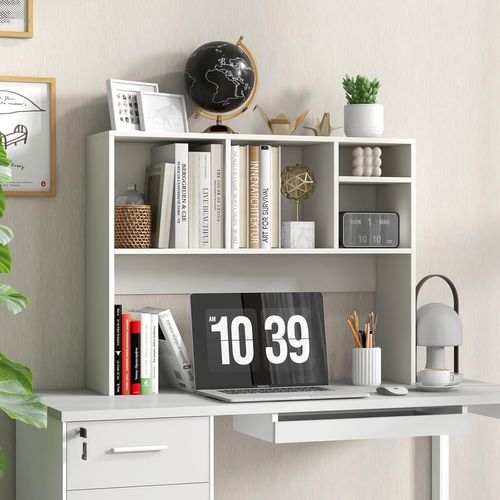 Étagère De Bureau En Bois, Bibliothèque De Bureau, Etagère à Poser Sur Le Bureau(blanc)