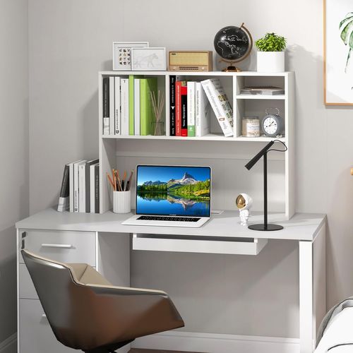Étagère De Bureau En Bois, Bibliothèque De Bureau, Etagère à Poser Sur Le Bureau(blanc)
