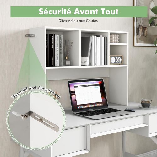 Étagère De Bureau En Bois, Bibliothèque De Bureau, Etagère à Poser Sur Le Bureau(blanc)