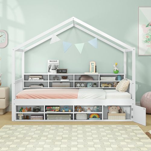Lit Cabane Enfant 90x200 Cm Avec 2 Tiroirs - Bois Naturel Pin Massif - Barrière De Sécurité - Style Montessori Et Scandinave - 11