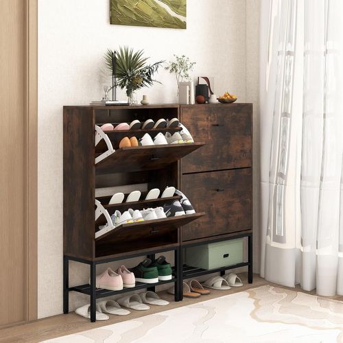 Meuble à Chaussure 18 Paires, Armoire à Chaussures 2 Portes, 60 × 24 × 106 Cm (industriel)
