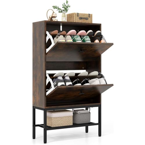 Meuble à Chaussure 18 Paires, Armoire à Chaussures 2 Portes, 60 × 24 × 106 Cm (industriel)