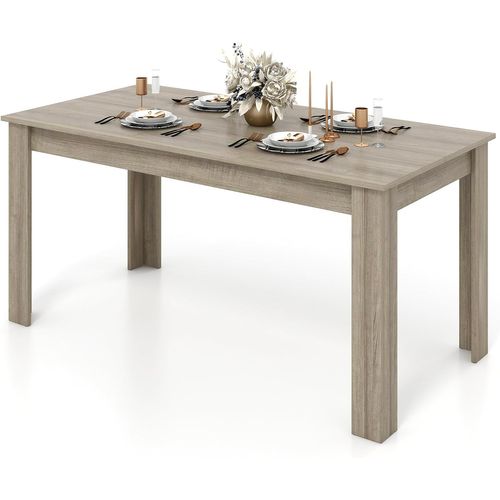 Table Salle à Manger De 160 Cm Pour 6-8 Personnes, Table Cuisine Rectangulaire (gris Chêne)