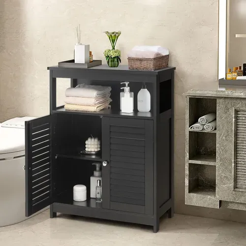 Meuble De Salle De Bain, Rangement De Salle De Bain Avec Compartiment Ouvert, 30 X 60 X 80 Cm (noir)