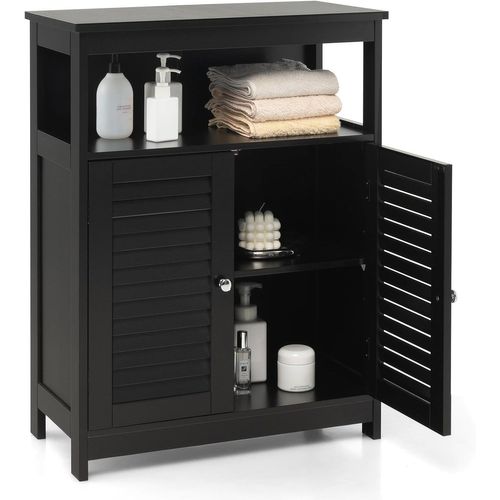 Meuble De Salle De Bain, Rangement De Salle De Bain Avec Compartiment Ouvert, 30 X 60 X 80 Cm (noir)