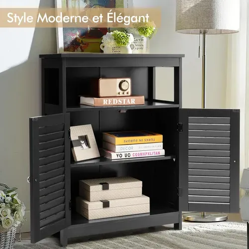 Meuble De Salle De Bain, Rangement De Salle De Bain Avec Compartiment Ouvert, 30 X 60 X 80 Cm (noir)