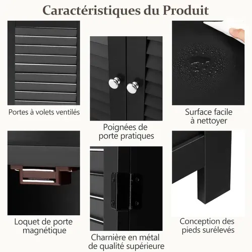 Meuble De Salle De Bain, Rangement De Salle De Bain Avec Compartiment Ouvert, 30 X 60 X 80 Cm (noir)