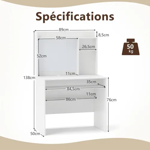 Bureau Avec Tableau D'affichage Magnétique, Bureau à Domicile Avec Plateau Pour Clavier Chambre