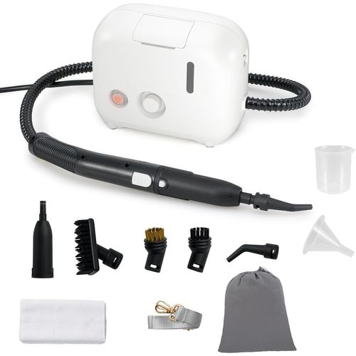 Nettoyeur Vapeur Portatif 1500w Avec 11 Accessoires, Balai Vapeur, Blanc