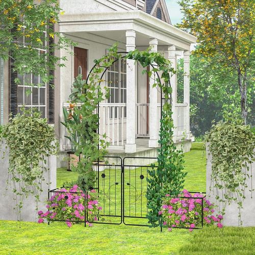 Arche De Jardin En Bois Avec Jardinières Et Treillis | Pergola Extérieur Pour Plantes Grimpantes & Décoration