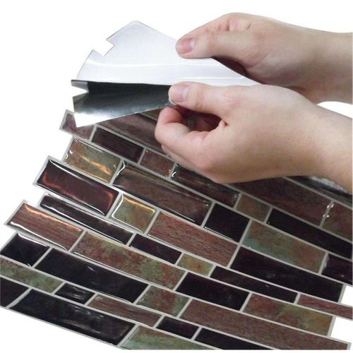 Carrelage Mural Faïence Adhésive Imitation Différentes Pierres - 4 Plaques 26x26cm - Stick Tile