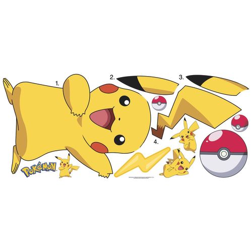 Sticker Géant Repositionnable Pikachu Pokemon 45,7cm X 101,6cm