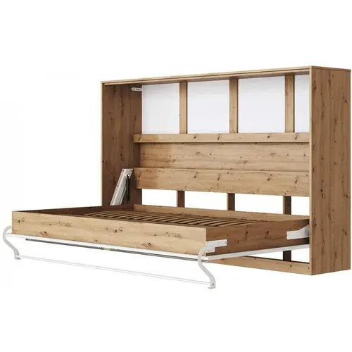 Armoire Lit Escamotable 120x200 Cm Supérieur Horizontal Mural Chêne Sauvage/blanc