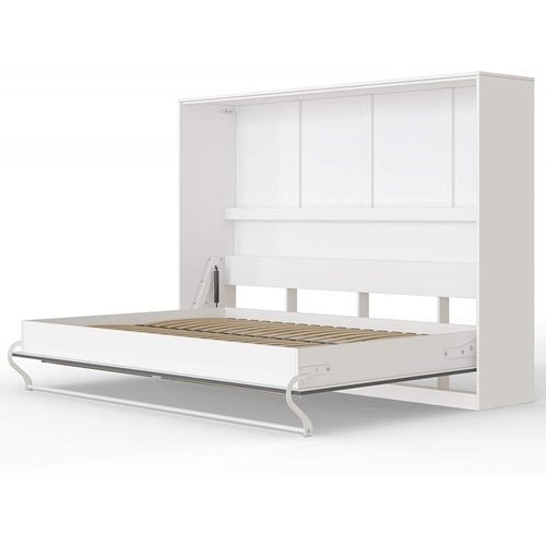 Armoire Lit Escamotable 140x200 Cm Supérieur Horizontal Mural Blanc/anthracite