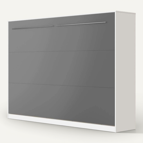 Armoire Lit Escamotable 140x200 Cm Supérieur Horizontal Mural Blanc/anthracite