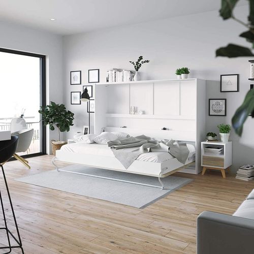 Armoire Lit Escamotable 140x200 Cm Supérieur Horizontal Mural Chêne Sonoma/blanc